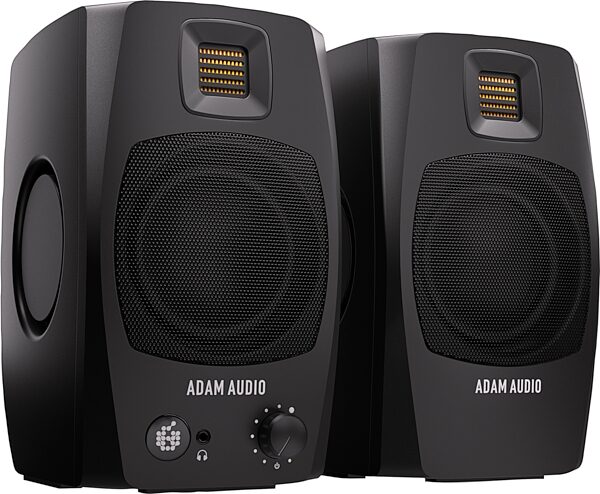 ADAM Audio D3V Active Desktop Studio Monitors, Black, Pair, Action Position Back