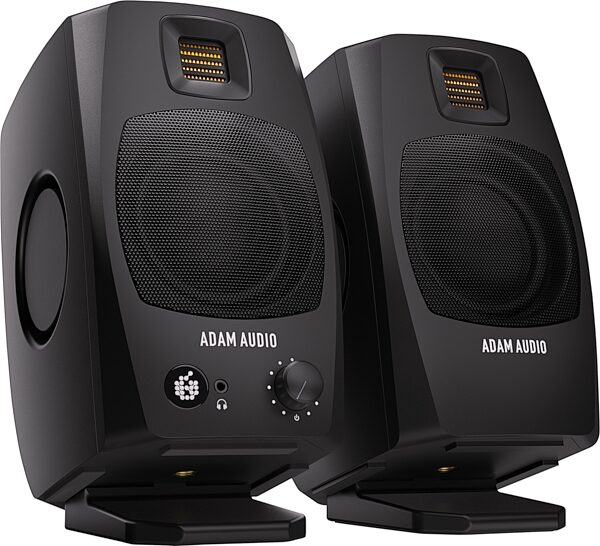 ADAM Audio D3V Active Desktop Studio Monitors, Black, Pair, Action Position Back