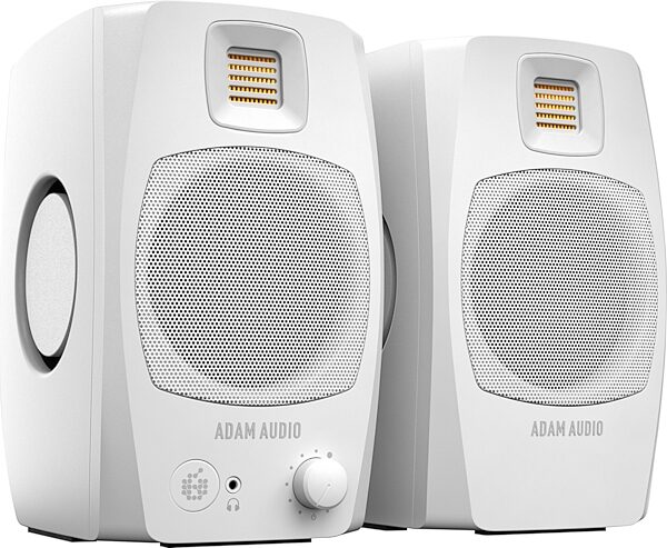 ADAM Audio D3V Active Desktop Studio Monitors, White, Pair, Action Position Back