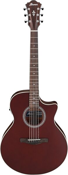 Ibanez AE100 Acoustic-Electric Guitar, Burgundy Flat, Action Position Back