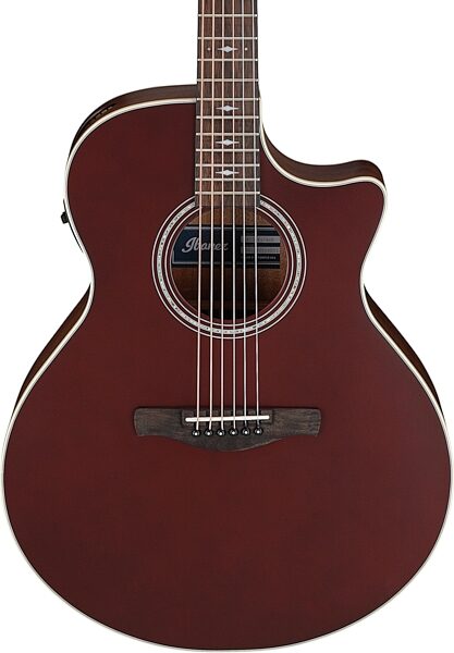 Ibanez AE100 Acoustic-Electric Guitar, Burgundy Flat, Action Position Back