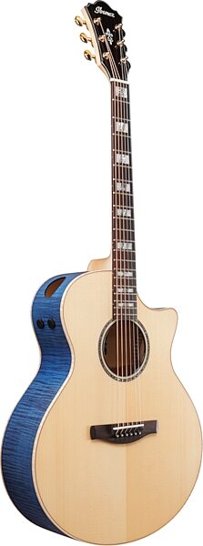 Ibanez AE390 Acoustic-Electric Guitar, Natural Top Aqua Blue, Action Position Back