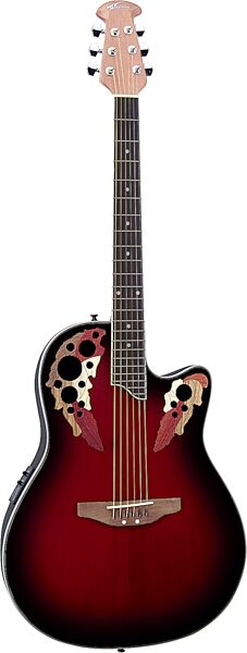 Applause AE48 Super-Shallow Acoustic-Electric Guitar, Ruby Red Burst