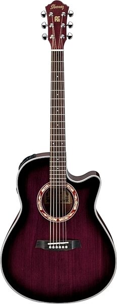 Ibanez AEF18 Acoustic/Electric Guitar, Transparent Violet Sunburst