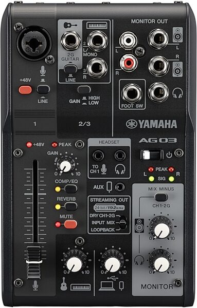 Yamaha AG03MK2 Livestreaming USB Mixer, Black, Main