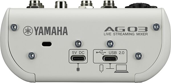Yamaha AG03MK2 Livestreaming USB Mixer, White, with Live Stream Pack, Action Position Back