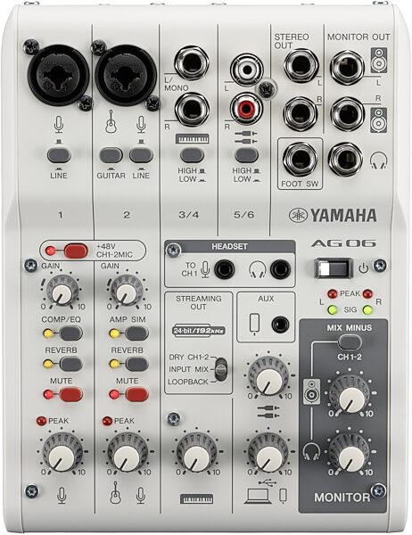 Yamaha AG06MK2 Livestreaming USB Mixer, White, Main