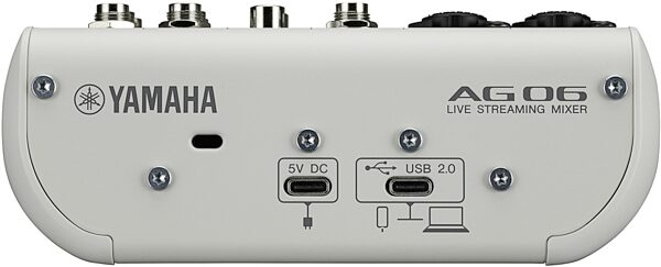 Yamaha AG06MK2 Livestreaming USB Mixer, White, Rear detail Back