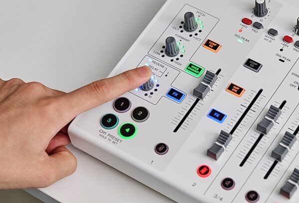 Yamaha AG08 Livestreaming Mixer, White, Effect Control Panel