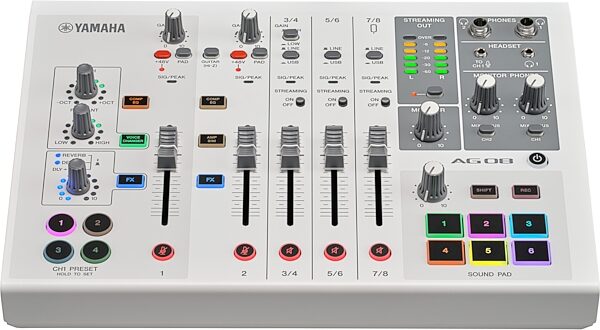 Yamaha AG08 Livestreaming Mixer, White, Action Position Front