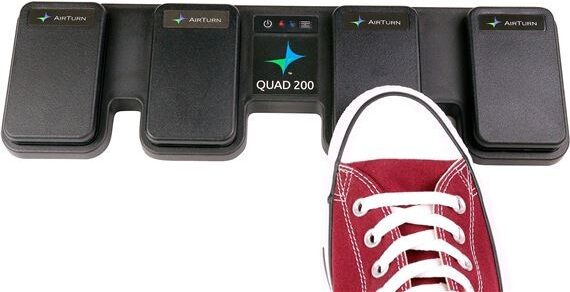 AirTurn QUAD 200 Four-Pedal Wireless Controller, In Use