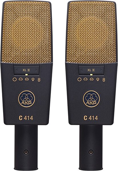 AKG C 414 XL II ST Large-Diaphragm 9-Pattern Condenser Microphones, Stereo Matched Pair, New, Action Position Back