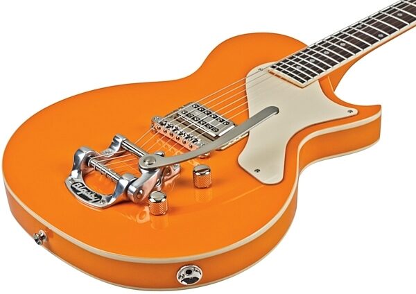 AXL USA Bel Air Electric Guitar, Orange Sparkle - Closeup