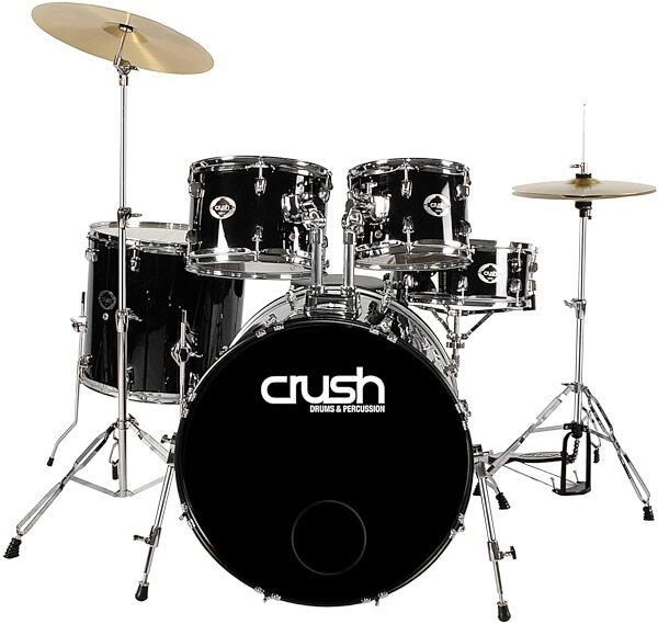 Crush Alpha Drum Kit with Cymbals, 5-Piece, Black