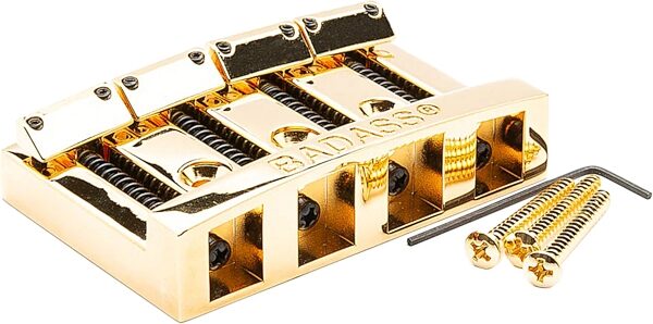 Leo Quan Badass I 4-String Bass Guitar Bridge, Gold, Open Box (Like New), Action Position Back