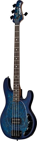 Sterling by Music Man StingRay Ray34 Poplar Burl Electric Bass (with Gig Bag), Angled Front