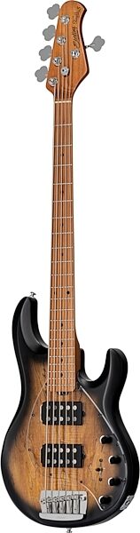Sterling by Music Man Ray35HH Spalted Maple Electric Bass (with Gig Bag), Angled Front
