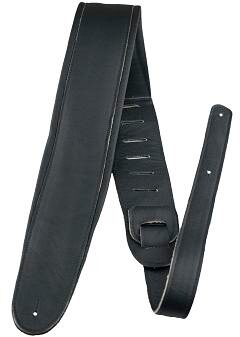 Perri's Leathers APLDX 2.5" Deluxe Leather Guitar Strap with Shoulder Pad, Black