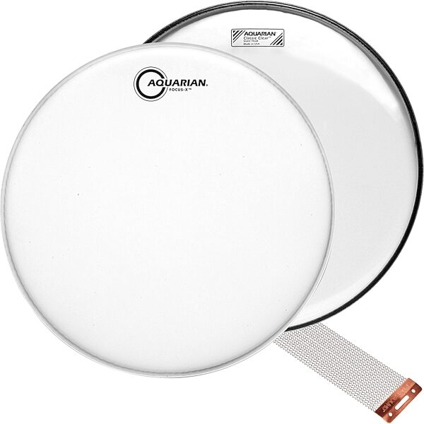 Aquarian Focus-X Coated Drum Head, 14 inch, with CC 14 SS and Snappy Snares, pack