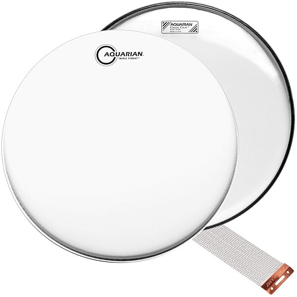Aquarian Triple Threat Coated Snare Drumhead, 14 inch, with Snappy Snare Wire, pack