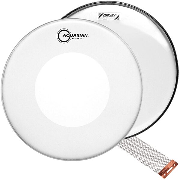 Aquarian Hi-Velocity Coated Snare Drumhead, With Snappy Snare Wire, pack