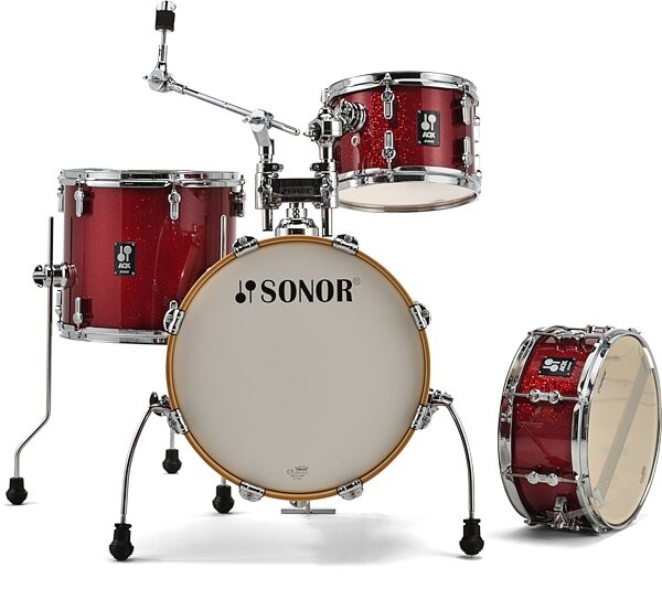 Sonor AQX Jungle Drum Shell Kit, 4-Piece, Red Moon Sparkle, Action Position Back