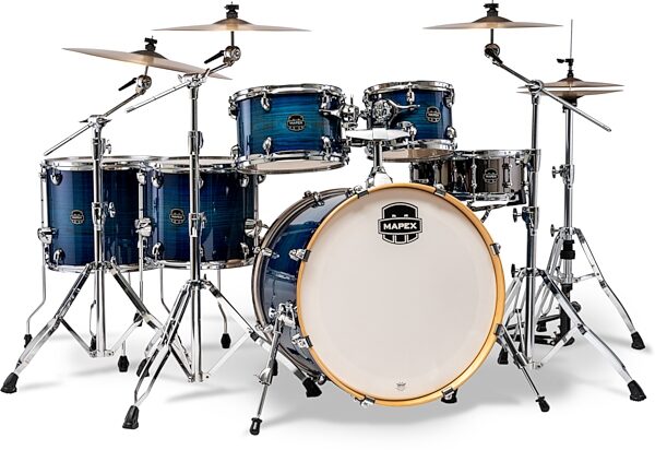 Mapex Armory Studioease Fast Tom Drum Shell Kit, 6-Piece, Blue Wave Burst, Action Position Back