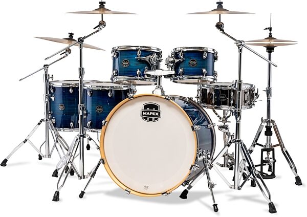 Mapex Armory Studioease Fast Tom Drum Shell Kit, 6-Piece, Blue Wave Burst, Action Position Back