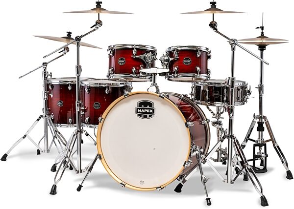 Mapex Armory Studioease Fast Tom Drum Shell Kit, 6-Piece, Red Onyx Burst, Action Position Back