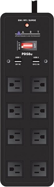 ART PDS8u Eight Outlet Power Strip with USB Jacks, New, Main