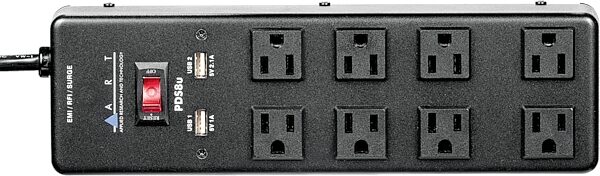ART PDS8u Eight Outlet Power Strip with USB Jacks, New, Action Position Back
