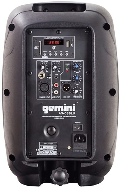 Gemini AS-08BLU Powered Bluetooth Speaker, Back