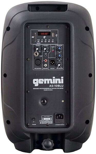 Gemini AS-10BLU Powered Bluetooth Loudspeaker, Back