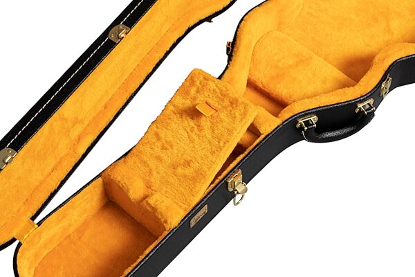 Gibson Lifton Historic Case for Les Paul Guitar Case, Black/Goldenrod, Action Position Back