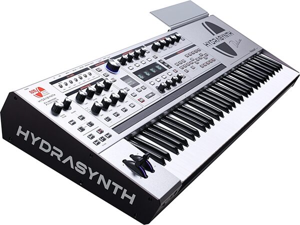ASM Ashun Sound Machines Hydrasynth Deluxe 5th Anniversary Edition Keyboard Synthesizer, 73-Key, Silver, Angled Side