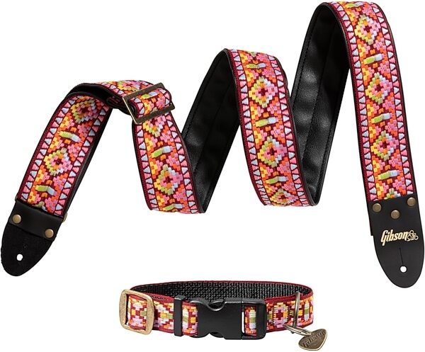 Gibson Guitar Strap and Dog Collar Combo, Pink, Large (65-90 lbs), view