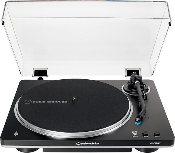 Audio-Technica AT-LP70XBT Fully Automatic Belt-Drive Turntable with Bluetooth, Black/Silver, AT-LP70XBT-BS, Action Position Front