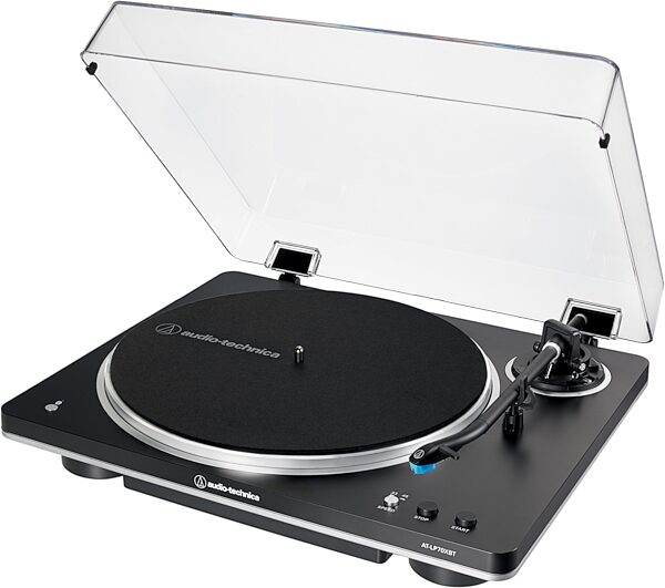 Audio-Technica AT-LP70XBT Fully Automatic Belt-Drive Turntable with Bluetooth, Black/Silver, AT-LP70XBT-BS, Action Position Front