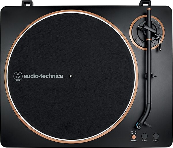 Audio-Technica AT-LP70X Fully Automatic Belt-Drive Turntable, Black/Bronze, Action Position Back