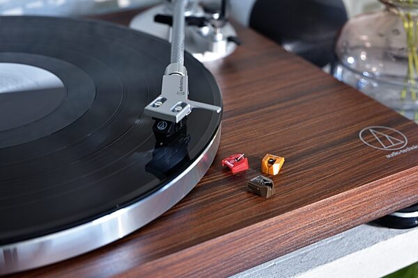 Audio-Technica AT-LPW50BT Belt Drive Turntable with Bluetooth, Rosewood, Action Position Back