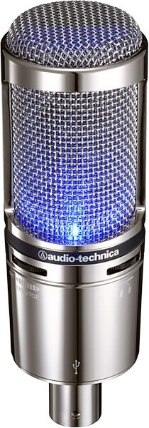 Audio-Technica AT2020 USB Plus Condenser Microphone, Top with Light