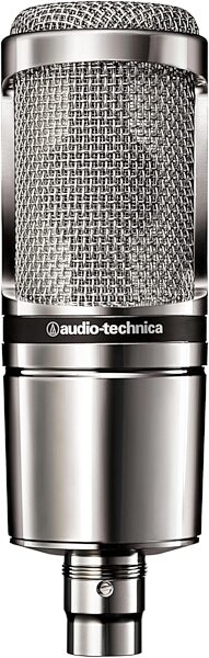 Audio-Technica AT2020 Studio Condenser Microphone, Limited-Edition Chrome with Shock Mount Included, Front