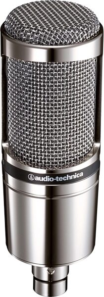 Audio-Technica AT2020 Studio Condenser Microphone, Limited-Edition Chrome with Shock Mount Included, Top