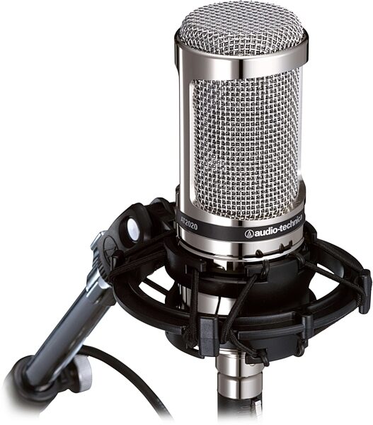 Audio-Technica AT2020 Studio Condenser Microphone, Limited-Edition Chrome with Shock Mount Included, Main