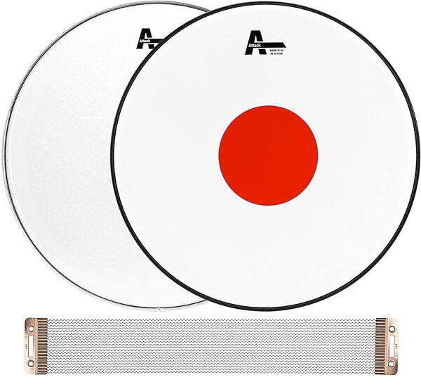 Attack Baron Red Dot Coated Snare Drum Head, With Snare Wire and SS14, pack