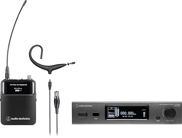 Audio-Technica ATW-3211/893X 3000 Series Wireless Headworn Microphone System, Black, USED, Open Box (Very Good), Action Position Back