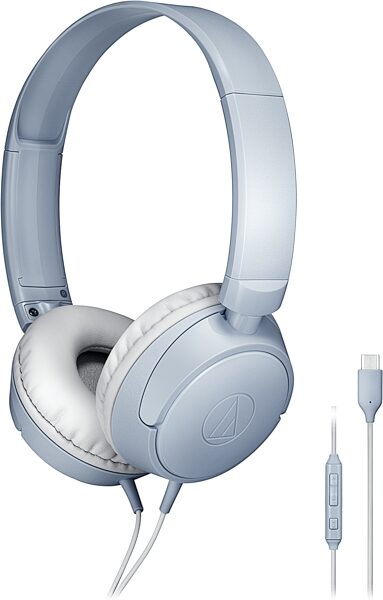 Audio-Technica ATH-S120C USB-C On-Ear Headphones, Blue-Gray, ATH-S120C-GY, Action Position Back