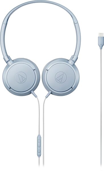 Audio-Technica ATH-S120C USB-C On-Ear Headphones, Blue-Gray, ATH-S120C-GY, Action Position Front