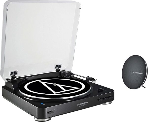 Audio-Technica AT-LP60SPBT-BK Wireless Belt-Drive Turntable System with Bluetooth Speaker, Action Position Back