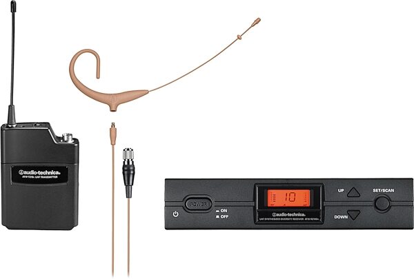 Audio-Technica ATW-2192XCITH 2000 Series Wireless Headworn Microphone System, Beige, Action Position Back